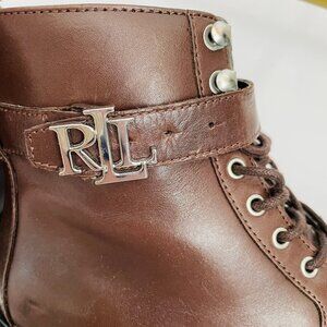 Ralph Lauren Lauren Womens Elridge Leather Ankle Boots Brown 5 Medium